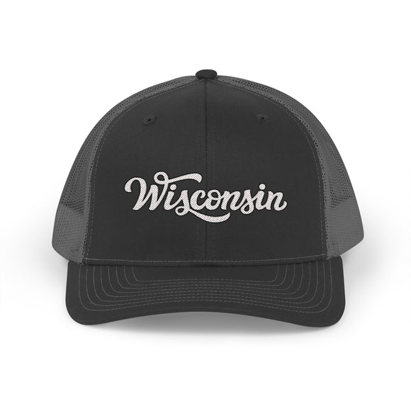 Wisconsin Snapback Trucker Cap - Embroidered Wisconsin Hat