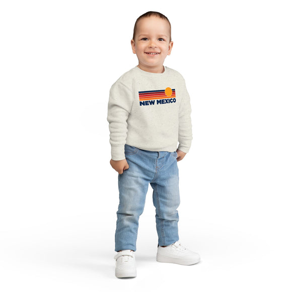 New Mexico Toddler Sweatshirt - Retro Sun New Mexico Toddler Crewneck Sweatshirt