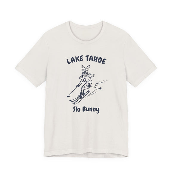 Lake Tahoe, California Ski Bunny T‑Shirt — Retro Skiing Graphic Tee
