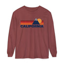 California Long Sleeve T-Shirt Retro Mountain, Unisex California Unisex Garment-dyed Long Sleeve T-Shirt-3