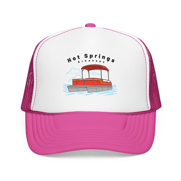 Hot Springs, Arkansas Trucker Hat - Pontoon Boat