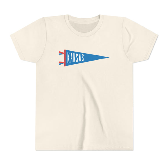 Kansas Pennant Youth Tee - Retro Flag Shirt