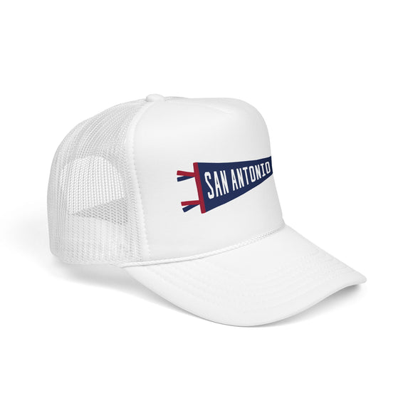San Antonio, Texas Pennant Trucker Hat — Retro Flag Foam Cap