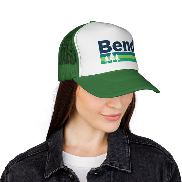 Bend, Oregon Retro Trees Trucker Hat - Vintage Style Bend Cap