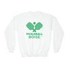 Boise, Idaho Youth Sweatshirt - Pickleball Unisex Kid's Boise Crewneck Sweatshirt