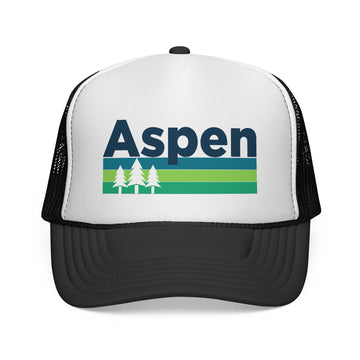 Aspen, Colorado Retro Trees Trucker Hat - Vintage Style Aspen Cap