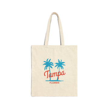 Tampa, Florida, Cotton Canvas Tampa Tote Bag - Palm Script