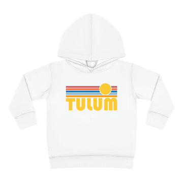 Buy white Tulum, Mexico Toddler Hoodie - Retro Sunrise Unisex Tulum Toddler Sweatshirt