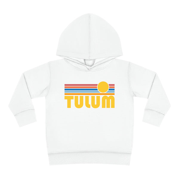 Tulum, Mexico Toddler Hoodie - Retro Sunrise Unisex Tulum Toddler Sweatshirt