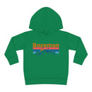Bozeman Toddler Hoodie - Retro Mountain Sun Unisex Bozeman Toddler Sweatshirt-2