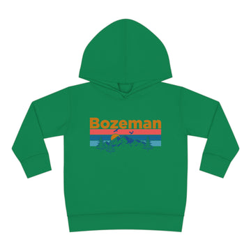 Bozeman Toddler Hoodie - Retro Mountain Sun Unisex Bozeman Toddler Sweatshirt - 0