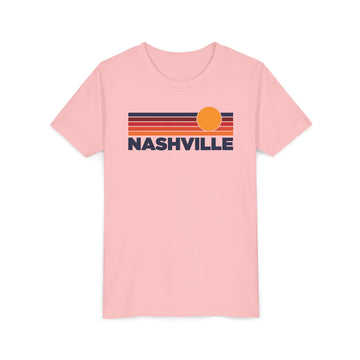 Buy pink Nashville, Tennessee Youth T-Shirt — Retro Sun Tee