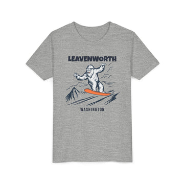 Buy athletic-heather Leavenworth, Washington Yeti Snowboard Youth Tee - Kids Skiing Shirt