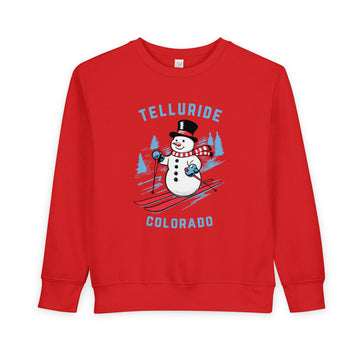 Buy red Telluride, Colorado Toddler Sweatshirt - Skiing Snowman Telluride Toddler Crewneck Sweatshirt