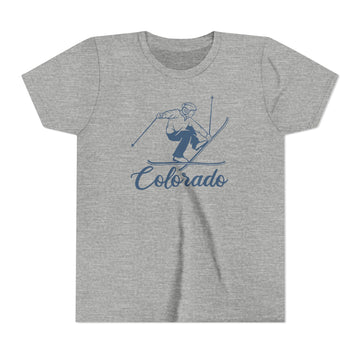 Buy athletic-heather Colorado Youth Vintage Snow Ski Graphic Tee - Kids T Shirt