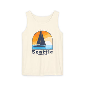 Seattle, Washington Sailboat Tank Top | Comfort Colors 100% Cotton - 0