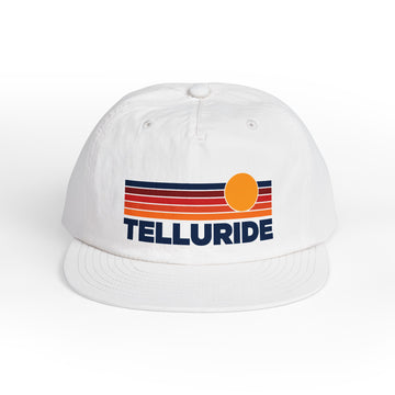 Telluride, Colorado retro sunset Surf Cap | vintage striped sun state hat