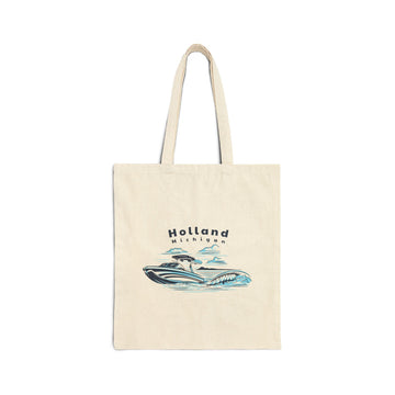 Holland, Michigan Wakeboard Boat Canvas Tote Bag - 15" x 16"