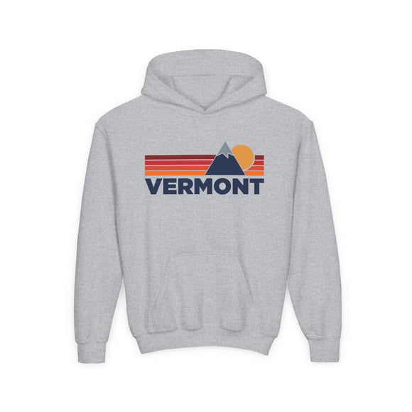 Vermont Youth Hoodie Retro Mountain, Kids Pullover, Vintage Style Vermont Sweatshirt