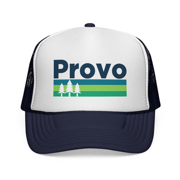 Buy dark-navy Provo, Utah Retro Trees Trucker Hat - Vintage Style Provo Cap