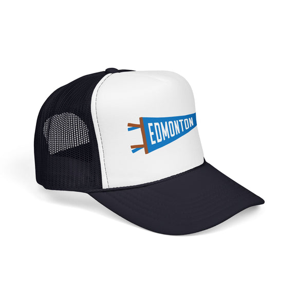 Edmonton, Alberta Pennant Trucker Hat — Retro Flag Foam Cap
