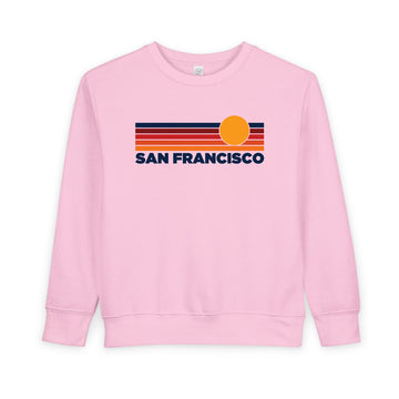 Buy pink San Francisco, California Toddler Sweatshirt - Retro Sun San Francisco Toddler Crewneck Sweatshirt