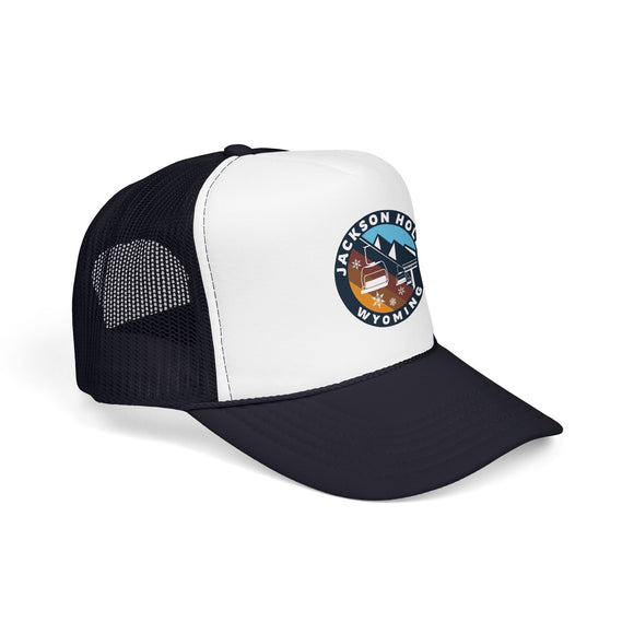 Jackson Hole, Wyoming Retro Ski Lift Mountain Foam Trucker Hat