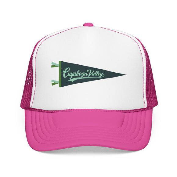 Cuyahoga Valley National Park Pennant Trucker Hat — Vintage Foam Mesh Cap