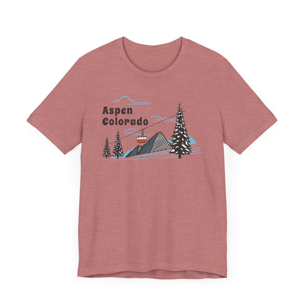Aspen, Colorado T-Shirt - Retro Ski Mountain Gondola Unisex Aspen Shirt