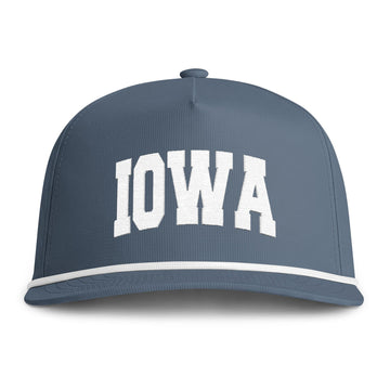 Iowa Embroidered Rope Hat - Vintage Sunwashed Rope Cap, Comfort Colors