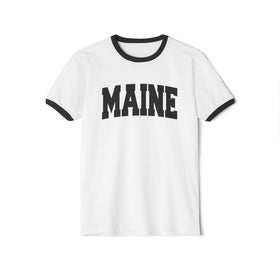 Buy white-black Maine Cotton Ringer Graphic Tee - Unisex Maine T Shirt, Vintage Style Tee, Men's/Women's Tee
