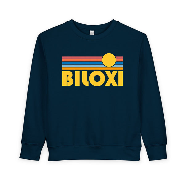 Biloxi, Mississippi Toddler Sweatshirt - Retro Sun Biloxi Toddler Crewneck Sweatshirt