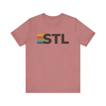 Buy heather-mauve St. Louis, Missouri tee - STL t shirt retro stripes