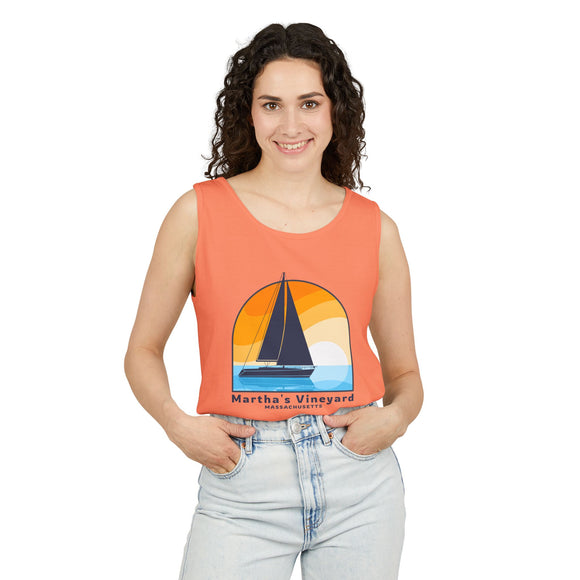 Martha's Vineyard, Massachusetts Sailboat Tank Top | Comfort Colors 100% Cotton