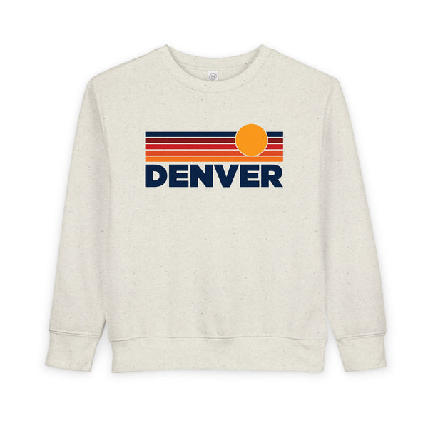 Denver, Colorado Toddler Sweatshirt - Retro Sun Denver Toddler Crewneck Sweatshirt