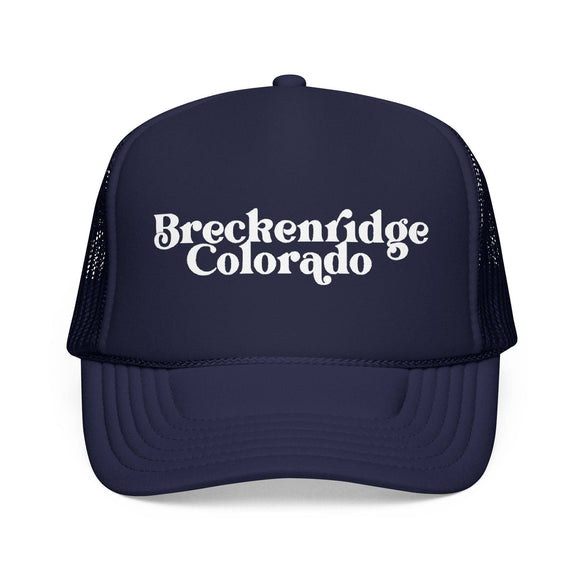 Kids Breckenridge, Colorado Trucker Hat Foam - Youth Cap on white background