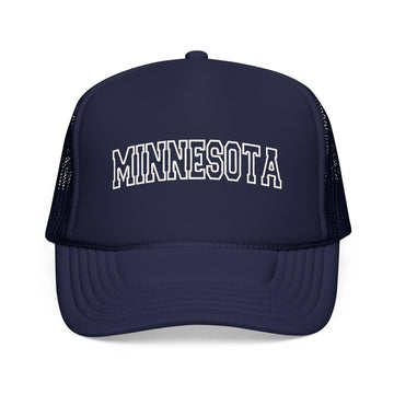 Kids Minnesota Trucker Hat Vintage College Foam Mesh on white background