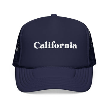 Kids California Trucker Hat Foam - Youth Snapback Cap on white background