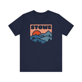 Buy navy Stowe, Vermont T Shirt - Retro Graphic Tee