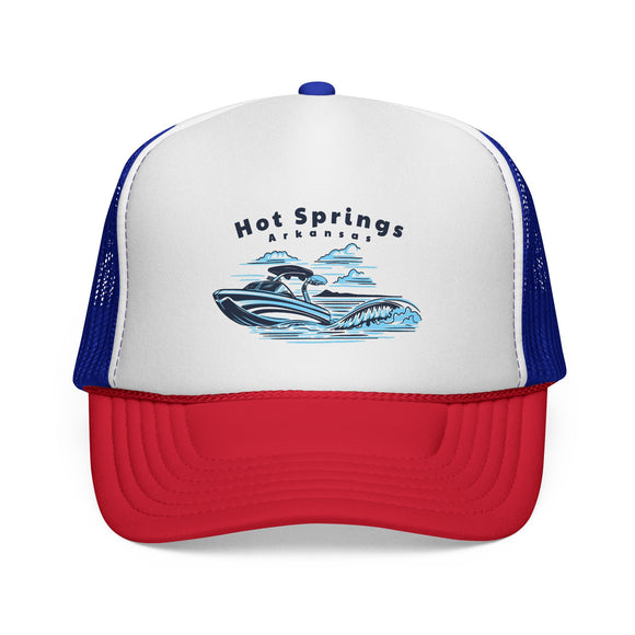 Hot Springs, Arkansas Wakeboard Boat Trucker Hat
