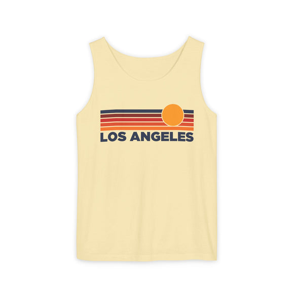 Los Angeles, California Retro Sunstripe Tank Top | Comfort Colors - 100% Cotton