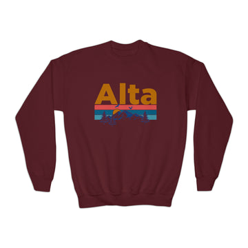 Buy maroon Alta, Utah Youth Sweatshirt - Unisex Kid's Alta Crewneck Sweatshirt