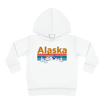 Alaska Toddler Hoodie - Retro Mountain Sun Unisex Alaska Toddler Sweatshirt
