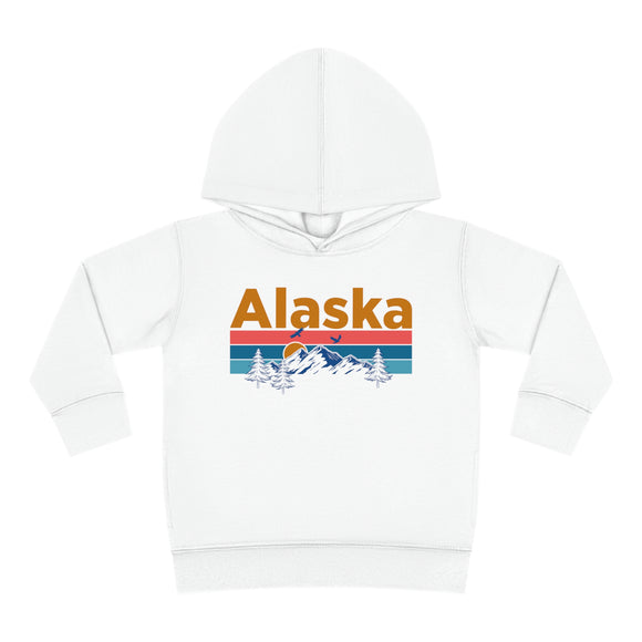 Alaska Toddler Hoodie - Retro Mountain Sun Unisex Alaska Toddler Sweatshirt