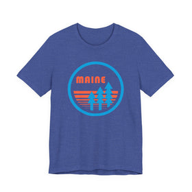 Buy heather-true-royal Maine T Shirt - Retro Trees Maine Tee