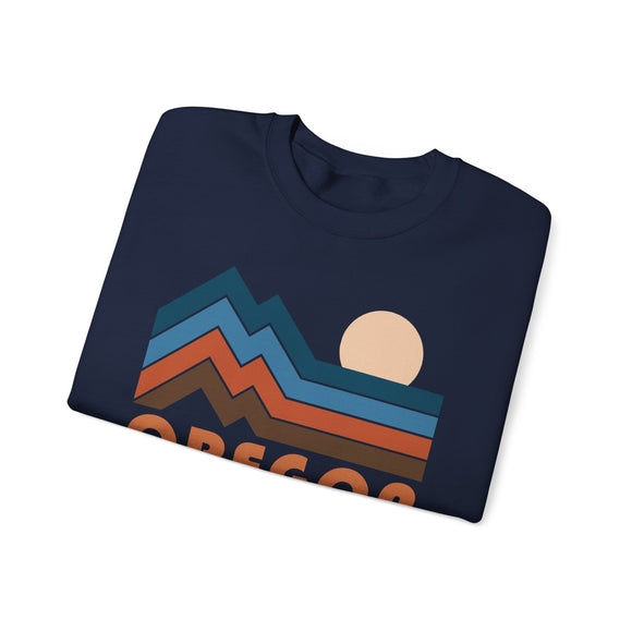 Oregon Sweatshirt Retro Mountains, Oregon Unisex Graphic Crewneck