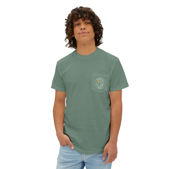 Montpelier, Vermont Pocket Tee Shirt, Garment-Dyed Shirt, Mountain Graphic Tee, Comfort Colors