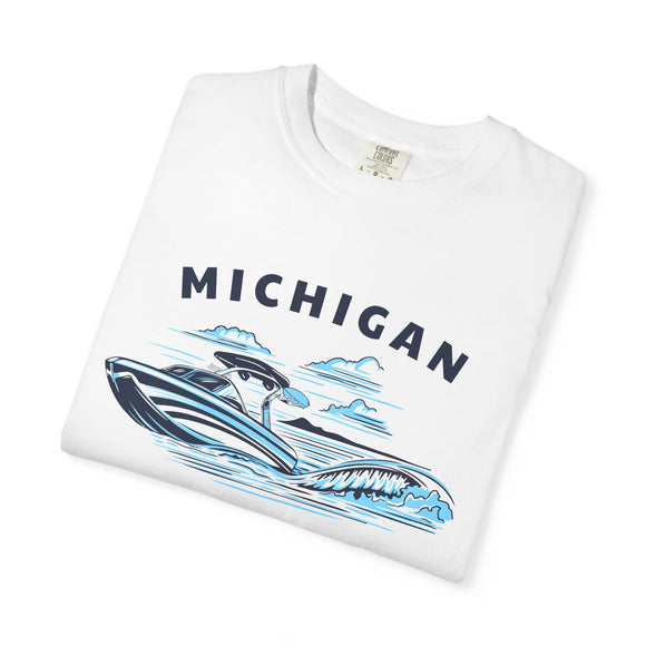 Michigan T Shirt, Comfort Colors Cotton 100% Cotton Wakeboard Boat Tee