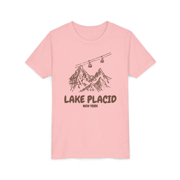 Buy pink Lake Placid, New York Youth T-Shirt — Vintage Gondola Ski Mountain Tee