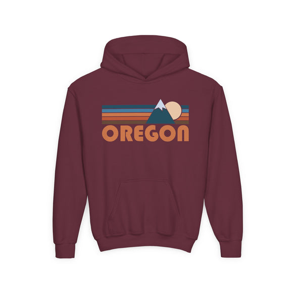 Oregon Youth Hoodie - Retro Mountain Oregon Youth Sweatshirt
